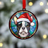 Boston Terrier in Santa Hat Suncatcher Decoration